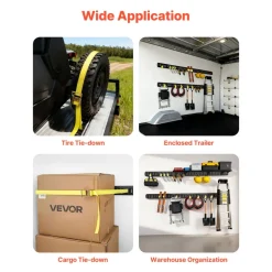 VEVOR E-Track Tie-Down Rails, 4 Pack, 7.7 ft E Track Rails Secures Cargo & Heavy Loads Up to 2,000 lbs, Trailer Tie-Down System Suitable for Garages, Vans, Motorcycle Tie Downs, ATV Mountings