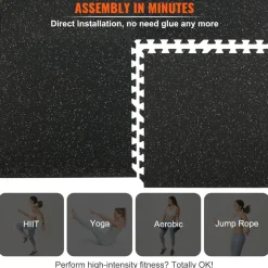 VEVOR EVA Interlocking Foam Floor Mats, 0.56 in Thickened 6 Pcs Puzzle Rubber Tiles, 24 x 24 in Exercise Floor Mat for Workout & Fitness, Heavy Duty Flooring Mats for Home, Gym, Office-24 Sq Ft