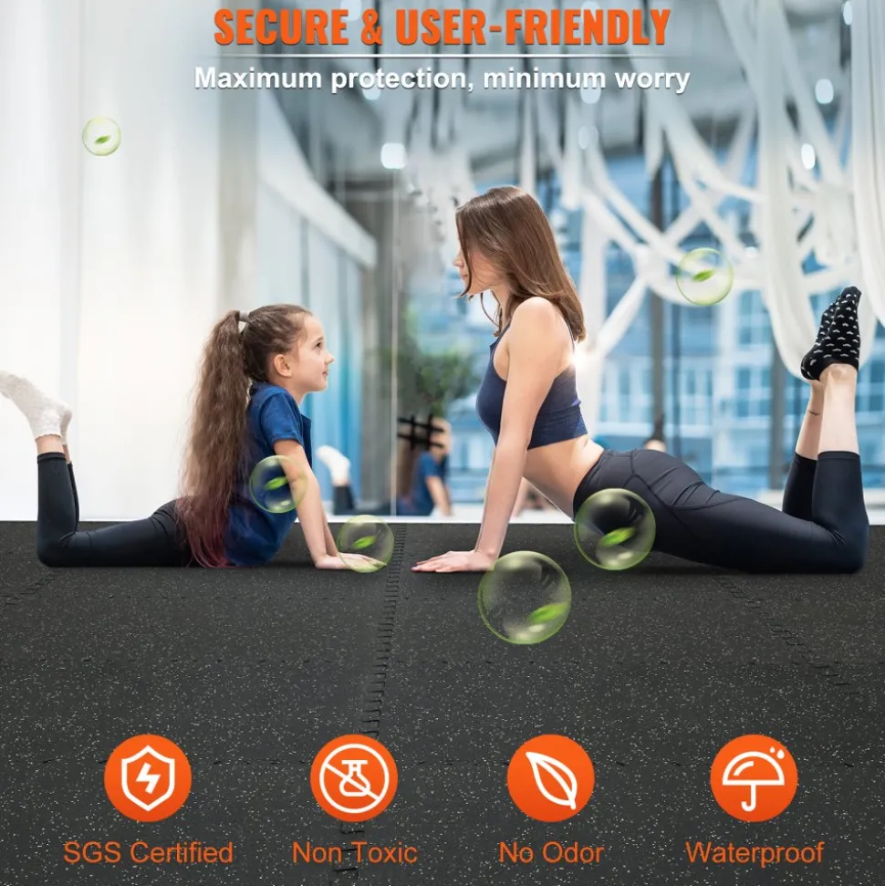 VEVOR EVA Interlocking Foam Floor Mats, 0.56 in Thickened 6 Pcs Puzzle Rubber Tiles, 24 x 24 in Exercise Floor Mat for Workout & Fitness, Heavy Duty Flooring Mats for Home, Gym, Office-24 Sq Ft