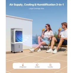 VEVOR Evaporative Air Cooler, 1800 CFM with 6.8 Gallon Water Tank Swamp Cooler, Portable Cooling Fan with Remote Control, 12H Timer, 4 Ice Boxes, Quiet Operation, 3 Wind Speeds for Outdoor Indoor Use