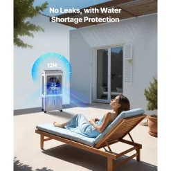 VEVOR Evaporative Air Cooler, 1800 CFM with 6.8 Gallon Water Tank Swamp Cooler, Portable Cooling Fan with Remote Control, 12H Timer, 4 Ice Boxes, Quiet Operation, 3 Wind Speeds for Outdoor Indoor Use