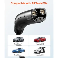VEVOR EV Charger Extension Cable for Tesla, 48Amp 40 ft Max 240V 11.52 kW with NACS Plug, EV Extension Cord for Level 1/2 Tesla Mobile/Wall Connector/Destination Charger, Model Y/X/3/S, Carrying Bag