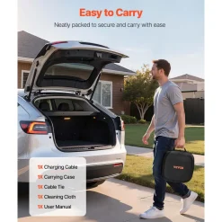 VEVOR EV Charger Extension Cable for Tesla, 48Amp 40 ft Max 240V 11.52 kW with NACS Plug, EV Extension Cord for Level 1/2 Tesla Mobile/Wall Connector/Destination Charger, Model Y/X/3/S, Carrying Bag