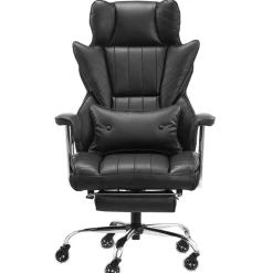 VEVOR Executive Office Chair with Footrest, 400lb Capacity Office Chair with Lumbar Pillow & Removable Armrests, Heavy Duty Ergonomic Chair, PU Leather Reclining Home Office Desk Chairs, Black
