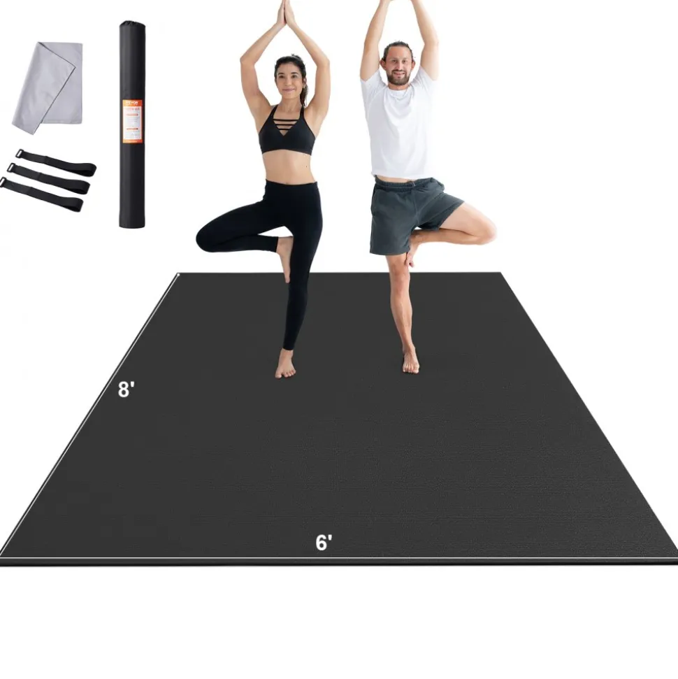 VEVOR Exercise Mat, Non Slip High Density Premium Yoga Mat, Exercise Yoga Mat for Men & Women, Fitness & Exercise Mat with Bag & Carry Strap, for All Types of Home Yoga, Pilate & Floor Workout (8x6ft)
