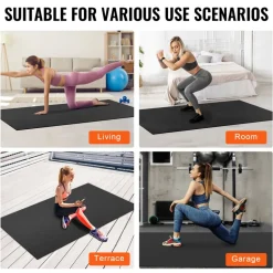 VEVOR Exercise Mat, Non Slip High Density Premium Yoga Mat, Exercise Yoga Mat for Men & Women, Fitness & Exercise Mat with Bag & Carry Strap, for All Types of Home Yoga, Pilate & Floor Workout (8x5ft)
