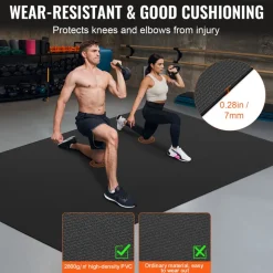 VEVOR Exercise Mat, Non Slip High Density Premium Yoga Mat, Exercise Yoga Mat for Men & Women, Fitness & Exercise Mat with Bag & Carry Strap, for All Types of Home Yoga, Pilate & Floor Workout (8x5ft)