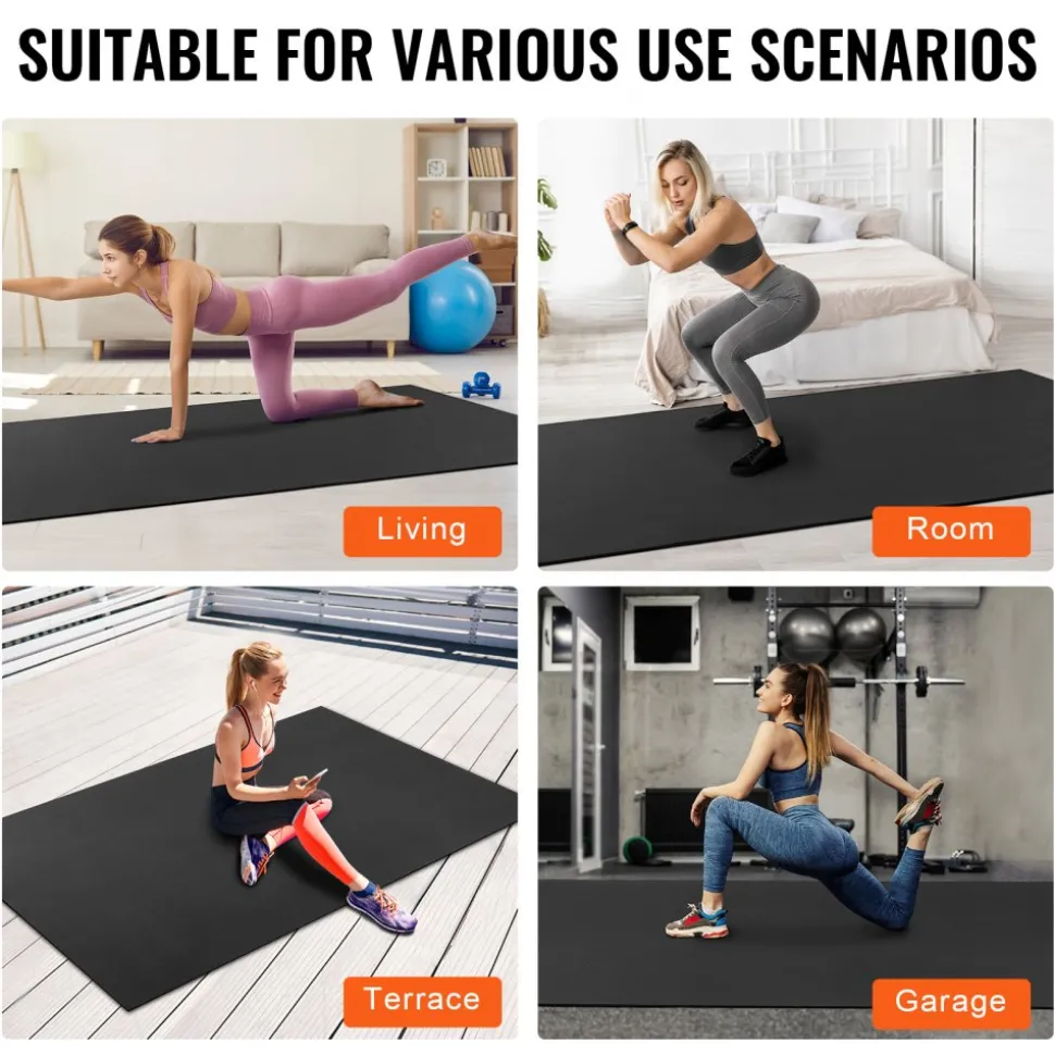 VEVOR Exercise Mat, Non Slip High Density Premium Yoga Mat, Exercise Yoga Mat for Men & Women, Fitness & Exercise Mat with Bag & Carry Strap, for All Types of Home Yoga, Pilate & Floor Workout (9x6ft)
