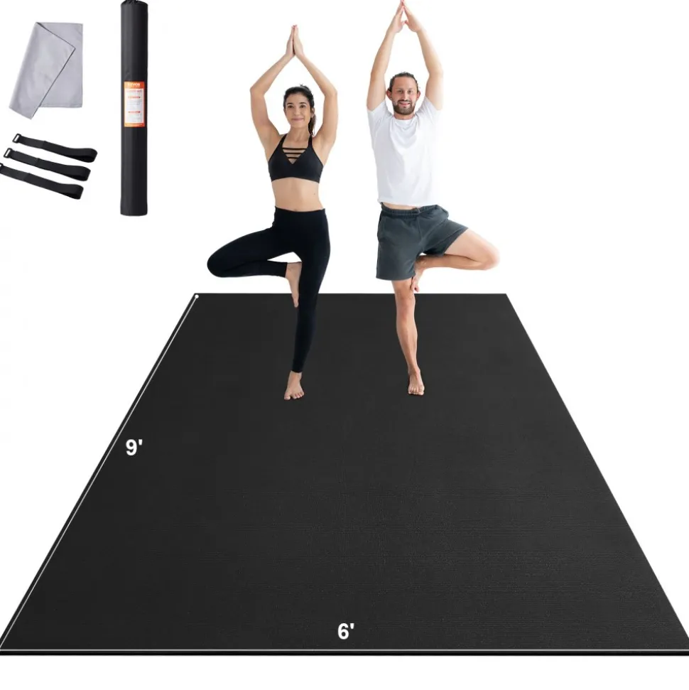 VEVOR Exercise Mat, Non Slip High Density Premium Yoga Mat, Exercise Yoga Mat for Men & Women, Fitness & Exercise Mat with Bag & Carry Strap, for All Types of Home Yoga, Pilate & Floor Workout (9x6ft)