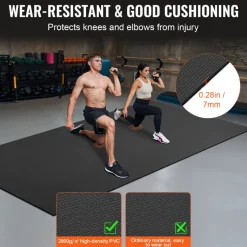 VEVOR Exercise Mat, Non Slip High Density Premium Yoga Mat, Exercise Yoga Mat for Men & Women, Fitness & Exercise Mat with Bag & Carry Strap, for All Types of Home Yoga, Pilate & Floor Workout (7x5ft)