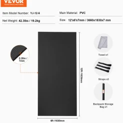 VEVOR Exercise Mat, Non Slip High Density Premium Yoga Mat, Exercise Yoga Mat for Men & Women, Fitness & Exercise Mat with Bag & Carry Strap, for All Types of Home Yoga, Pilate & Floor Workout (7x5ft)