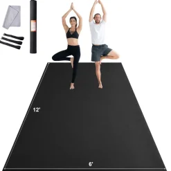 VEVOR Exercise Mat, Non Slip High Density Premium Yoga Mat, Exercise Yoga Mat for Men & Women, Fitness & Exercise Mat with Bag & Carry Strap, for All Types of Home Yoga, Pilate & Floor Workout (7x5ft)