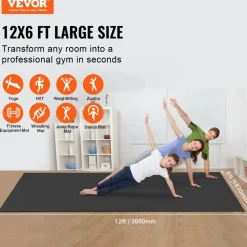 VEVOR Exercise Mat, Non Slip High Density Premium Yoga Mat, Exercise Yoga Mat for Men & Women, Fitness & Exercise Mat with Bag & Carry Strap, for All Types of Home Yoga, Pilate & Floor Workout (7x5ft)