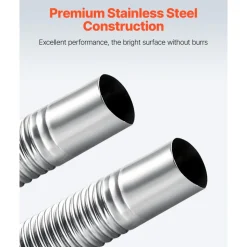 VEVOR Exhaust Hose, 58.7 inch Stainless Steel Exhausts Hose, Diesel Heater Flexible Exhaust Pipe with 2 Hose Clamps, Exhausts Hoses Kit Diesel Heater Accessories for 2KW 5KW 8KW Diesels Heaters