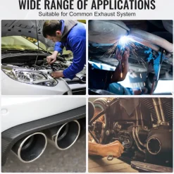 VEVOR Exhaust Kit, 16pcs, DIY Universal Stainless Steel Exhaust Kit with Slip-Fit Joint & Large Exhaust Tube, Rust-Proof Exhaust Pipe for Exhaust System, Fit for Garage/Auto Repair Store/4S Store