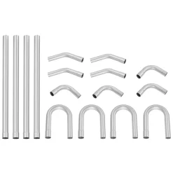 VEVOR Exhaust Kit, 16pcs, DIY Universal Stainless Steel Exhaust Kit with Slip-Fit Joint & Large Exhaust Tube, Rust-Proof Exhaust Pipe for Exhaust System, Fit for Garage/Auto Repair Store/4S Store