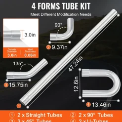VEVOR Exhaust Kit, 8 Pieces, DIY Universal Galvanized Steel Exhaust Kit with Slip-Fit Joint & Large Exhaust Tube, Rust-Proof Exhaust Pipe for Exhaust System, Fit for Garage/Auto Repair Store/4S Store
