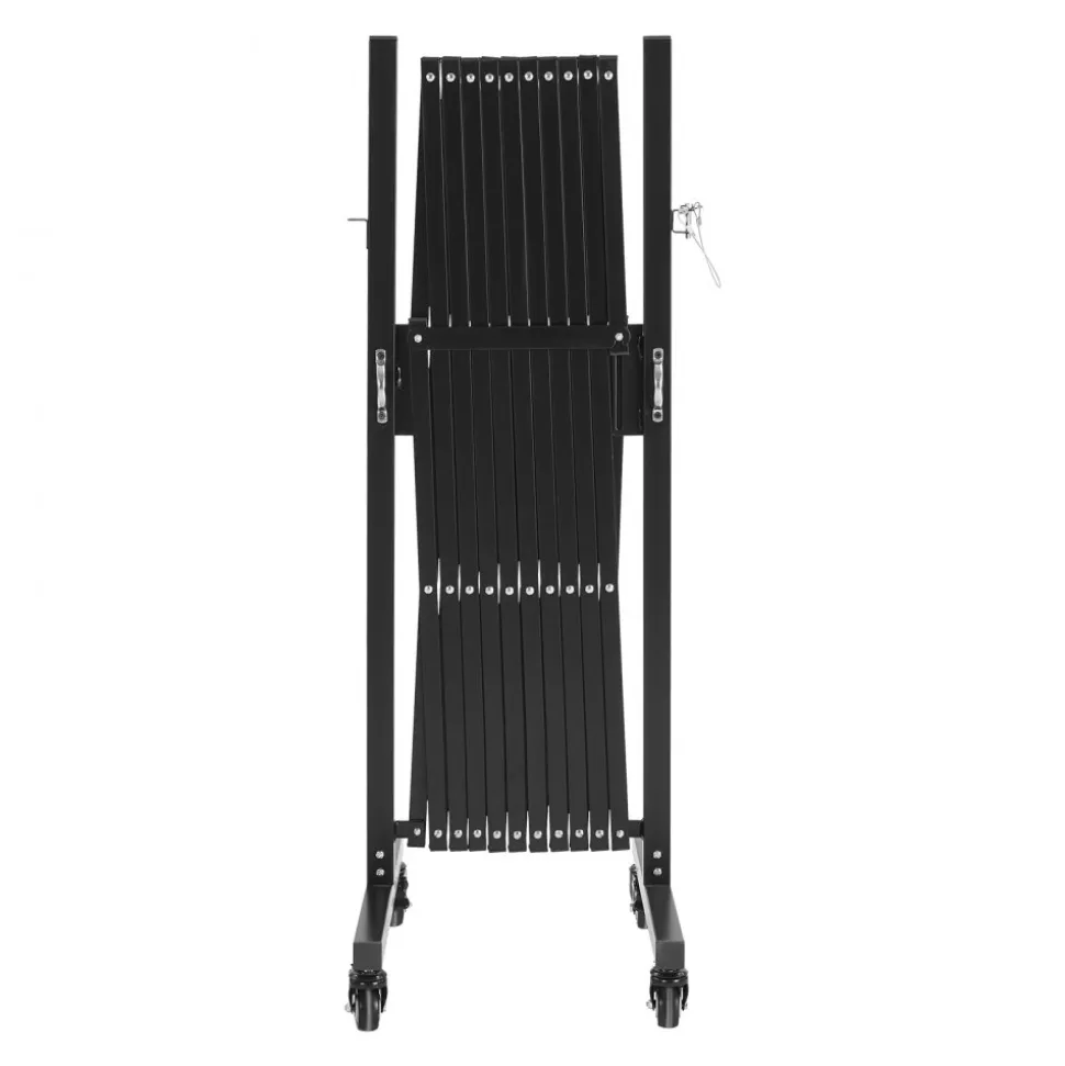 VEVOR Expandable Barricade, 11FT Expandable Safety Barrier, Flexible Mobile Barricade with Locking Casters, Portable Folding Security Gate Metal Traffic Fence for Patio Garden Stairway