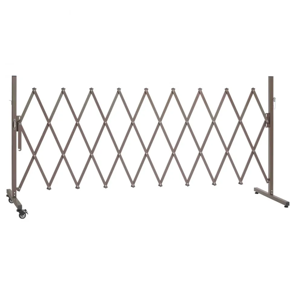 VEVOR Expandable Barricade, 10FT Expandable Safety Barrier, Flexible Mobile Barricade with Locking Casters, Portable Folding Security Gate Metal Traffic Fence for Patio Garden Stairway