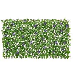 VEVOR Expandable Fence Privacy Screen, 25.5 x 122 in Expand Artificial Plant Wall, Realistic Artificial Ivy Panel with 50 Zip Ties, Decorative Faux Greenery Backdrop Hedges for Balcony Patio Outdoor