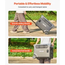 VEVOR Extra Battery for Portable Power Station, 3840Wh LiFePO4 Extra Expansion Battery with 3 Output Ports for Home Use, Outdoor Camping, Road Trips, RVs, Emergencies