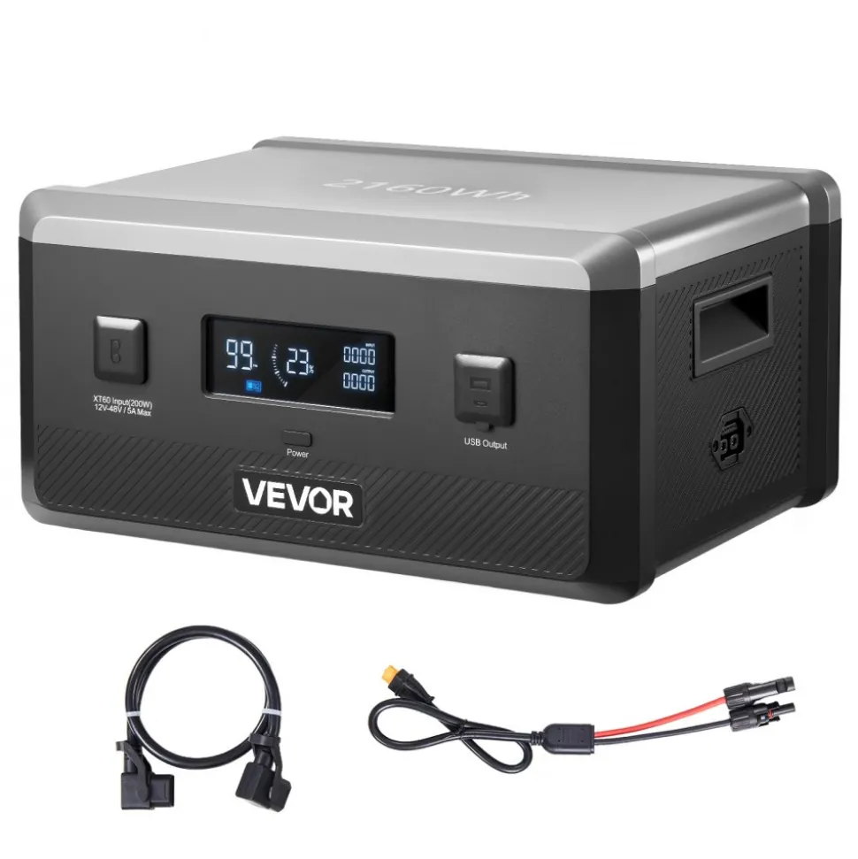 VEVOR Extra Battery for Portable Power Station, 2160Wh LiFePO4 Extra Expansion Battery with 3 Output Ports for Home Use, Outdoor Camping, Road Trips, RVs, Emergencies
