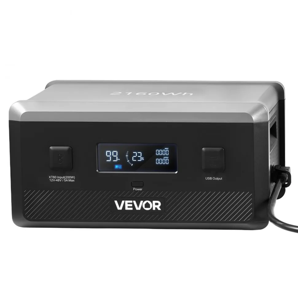 VEVOR Extra Battery for Portable Power Station, 2160Wh LiFePO4 Extra Expansion Battery with 3 Output Ports for Home Use, Outdoor Camping, Road Trips, RVs, Emergencies