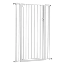 VEVOR Extra Tall Pet Gate for Cats, 29-41 in Adjustable Width, 56 in High Dog Gate, with Pressure Mount Kit and Wall Mount Kit, 1.3 in Narrow Bar Spacing, for Stairs, Doorways, and House, White
