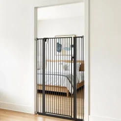 VEVOR Extra Tall Pet Gate for Cats, 29-41 in Adjustable Width, 56 in High Dog Gate, with Pressure Mount Kit and Wall Mount Kit, 1.3 in Narrow Bar Spacing, for Stairs, Doorways, and House, Black