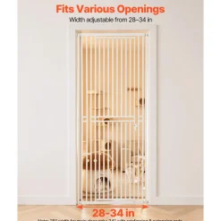 VEVOR Extra Tall Pet Gate for Cats, 28-34 in Adjustable Width, 78.7 in High Dog Gate, with Pressure Mount Kit and Wall Mount Kit, 1.2 in Narrow Bar Spacing, for Stairs, Doorways, and House, White