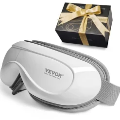 VEVOR Eye Massager with Heat, Heated Eye Massage Mask with 5 Modes and Bluetooth Music, 180° Foldable Eye Care Massager for Migraines, Eye Strain, Dark Circles, Ideal Gift for Mom/Dad, White