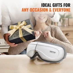VEVOR Eye Massager with Heat & Remote, Heated Eye Massage Mask with 5 Modes and Bluetooth Music, 180° Foldable Eye Care Massager for Eye Strain, Dry Eyes, Dark Circles, Ideal Gift for Mom/Dad, Black