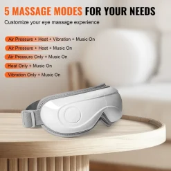 VEVOR Eye Massager with Heat & Remote, Heated Eye Massage Mask with 5 Modes and Bluetooth Music, 180° Foldable Eye Care Massager for Eye Strain, Dry Eyes, Dark Circles, Ideal Gift for Mom/Dad, Black