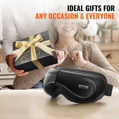 VEVOR Eye Massager with Heat & Remote, Heated Eye Massage Mask with 5 Modes and Bluetooth Music, 180° Foldable Eye Care Massager for Eye Strain, Dry Eyes, Dark Circles, Ideal Gift for Mom/Dad, Black