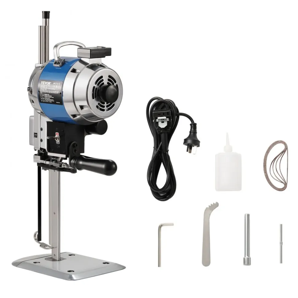 VEVOR Fabric Cutter, 750W High-Speed Straight Knife Cloth Cutting Machine, 9.8" Alloy Steel Blade, Industrial Fabric Cutting Machine with Automatic Knife Sharpen, for Multilayer Fabric Leather Cloth