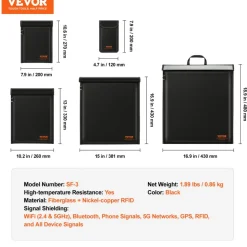 VEVOR Faraday Bag, 4 Pack Faraday Pouch Set for Laptop(16.9x15