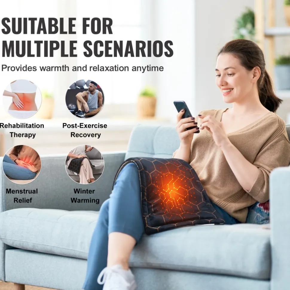 VEVOR Far Infrared Heating Pad, 12" x 24" Weighted Heating Pad with Far Infrared Therapy, 4 Temperature Settings, 2-hour Auto-off, Electric Heating Pad for Back Neck Shoulder Abdomen Pain Relief