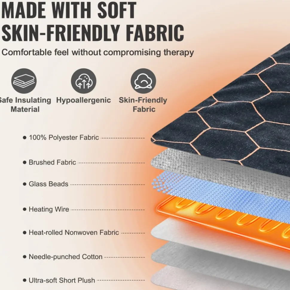 VEVOR Far Infrared Heating Pad, 12" x 24" Weighted Heating Pad with Far Infrared Therapy, 4 Temperature Settings, 2-hour Auto-off, Electric Heating Pad for Back Neck Shoulder Abdomen Pain Relief