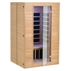 VEVOR Far Infrared Wooden Sauna, Room Home Sauna Spa for 2 Person, Low EMF Far Infrared Hemlock Wood Saunas with Tempered Glass Door & 2 Bluetooth Speakers, 1800W Indoor Use