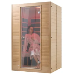 VEVOR Far Infrared Wooden Sauna, Room Home Sauna Spa for 2 Person, Low EMF Far Infrared Hemlock Wood Saunas with Tempered Glass Door & 2 Bluetooth Speakers, 1800W Indoor Use