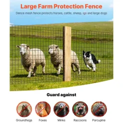 VEVOR Farm Fence, 48 in x 50 ft, 2 x 4 in Mesh 14 Gauge Galvanized Steel Wire Fencing for Cattle, Hog & Sheep , Heavy Duty Vinyl Coated Livestock Fence for Animal Enclosures, Cage Wire, Garden Fences