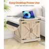 VEVOR Farmhouse End Table, Rectangle PE Rattan Woven Wood Coffee Table, 24-Inch Modern Boho Style Storage Coffee Table with Retro Metal Hinges, for Living Room, Bedroom & Small Spaces