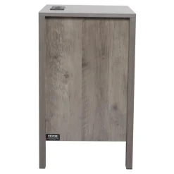 VEVOR Farmhouse End Table Set of 2, Nightstand with Charging Station, 3 Tiers Side Table with Storage Cabinet and 2 Drawers, Side Table with USB Ports and Outlets, Ideal for Living Room, Bedroom, Gray