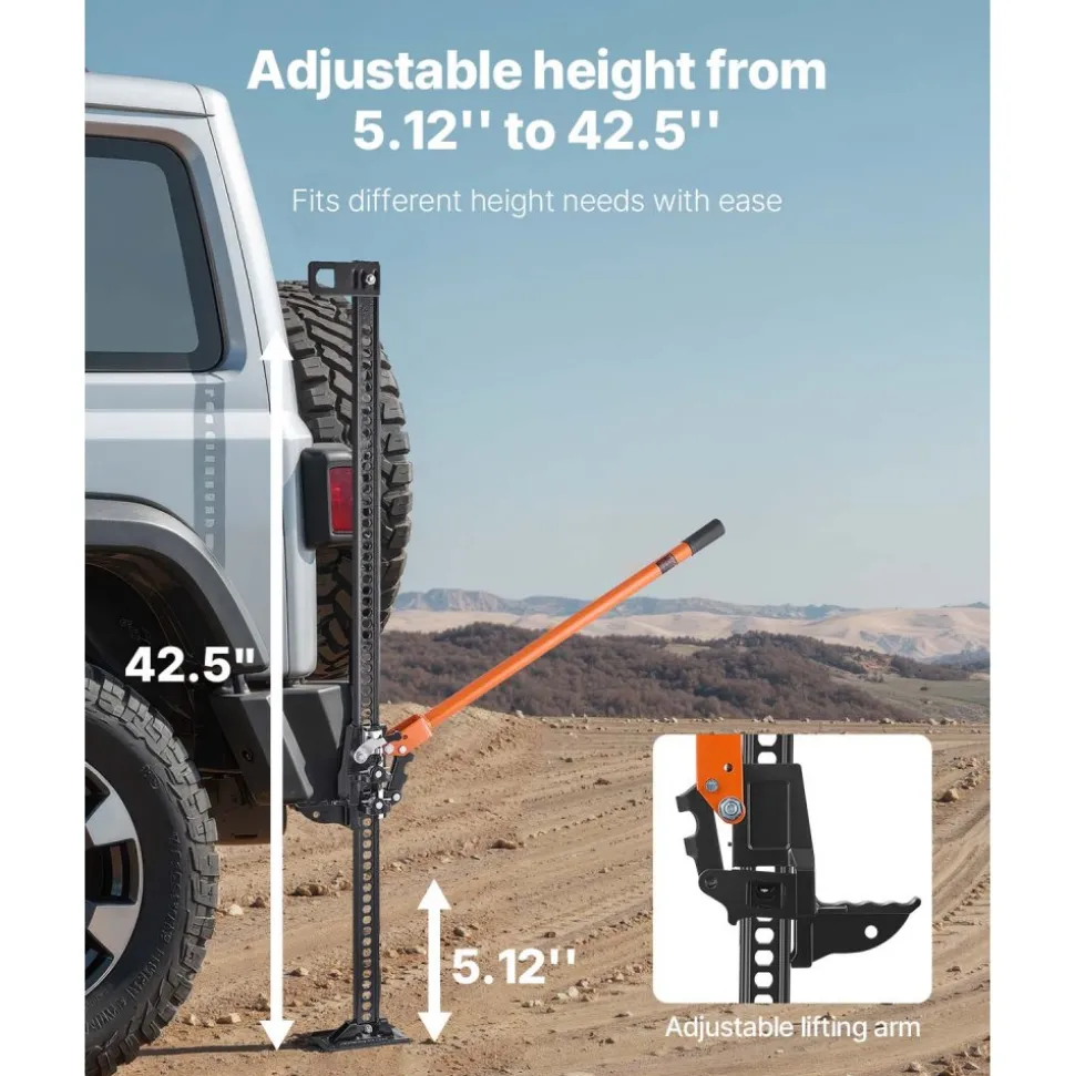 VEVOR Farm Jack, 48" Utility High Lift Farm Jack, 3.18 Ton (7,000 lbs) Capacity Ratcheting Off Road Utility Jacks, Heavy-Duty Lift Jacks with 5.12"-42.5" Lifting Range for Tractor, Truck, SUV