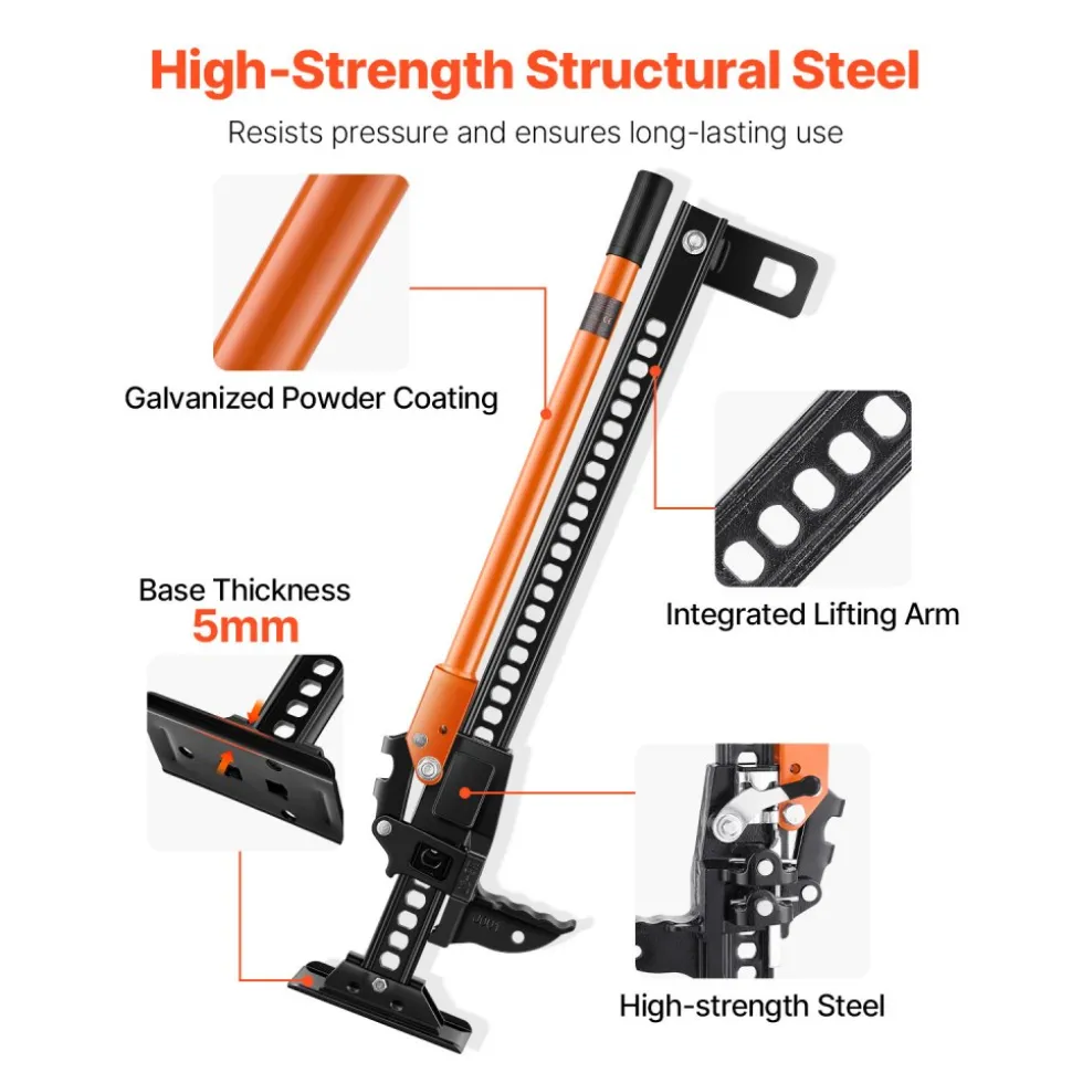 VEVOR Farm Jack, 33" Utility High Lift Farm Jack, 3.18 Ton (7,000 lbs) Capacity Ratcheting Off Road Utility Jacks, Heavy-Duty Lift Jacks with 5.12"-28" Lifting Range for Tractor, Truck, SUV