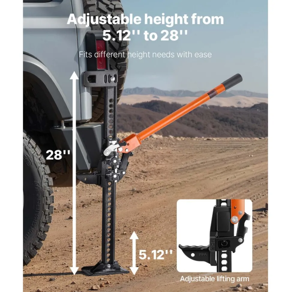 VEVOR Farm Jack, 33" Utility High Lift Farm Jack, 3.18 Ton (7,000 lbs) Capacity Ratcheting Off Road Utility Jacks, Heavy-Duty Lift Jacks with 5.12"-28" Lifting Range for Tractor, Truck, SUV