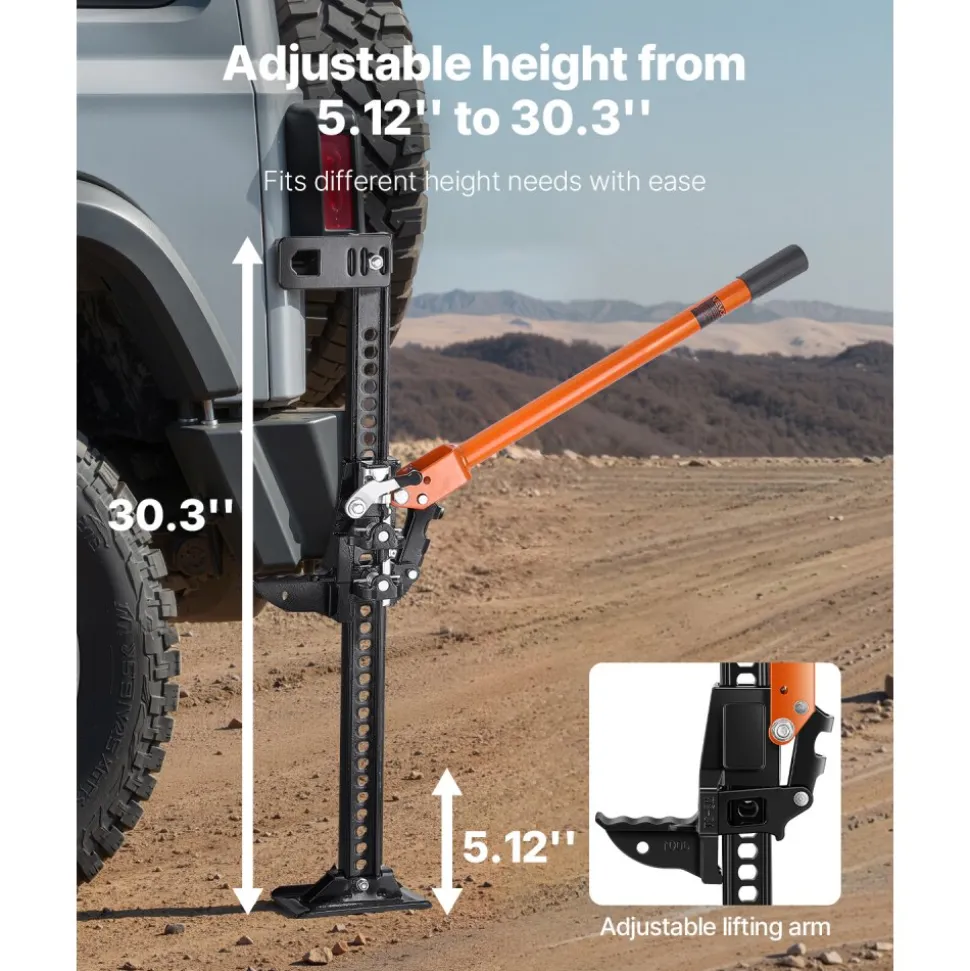 VEVOR Farm Jack, 36" Utility High Lift Farm Jack, 3.18 Ton (7,000 lbs) Capacity Ratcheting Off Road Utility Jacks, Heavy-Duty Lift Jacks with 5.12"-30.3" Lifting Range for Tractor, Truck, SUV