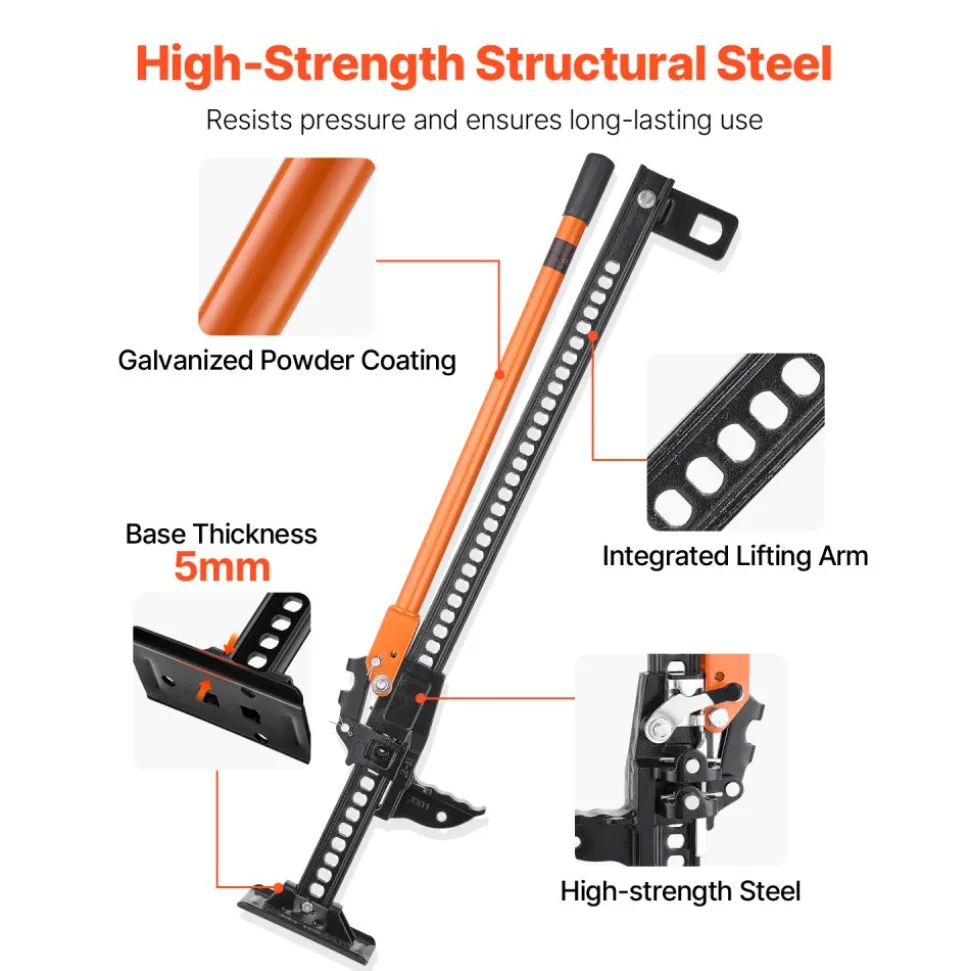 VEVOR Farm Jack, 42" Utility High Lift Farm Jack, 3.18 Ton (7,000 lbs) Capacity Ratcheting Off Road Utility Jacks, Heavy-Duty Lift Jacks with 5.12"-36.6" Lifting Range for Tractor, Truck, SUV