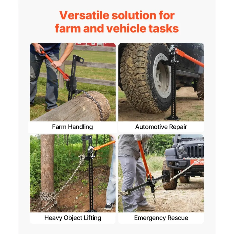 VEVOR Farm Jack with Base, 60" Utility High Lift Farm Jack, 3.18 Ton (7,000 lbs) Capacity Ratcheting Off Road Utility Jacks, Heavy-Duty Lift Jacks with 5.12"-54.33" Lifting Range for Tractor, Truck, SUV