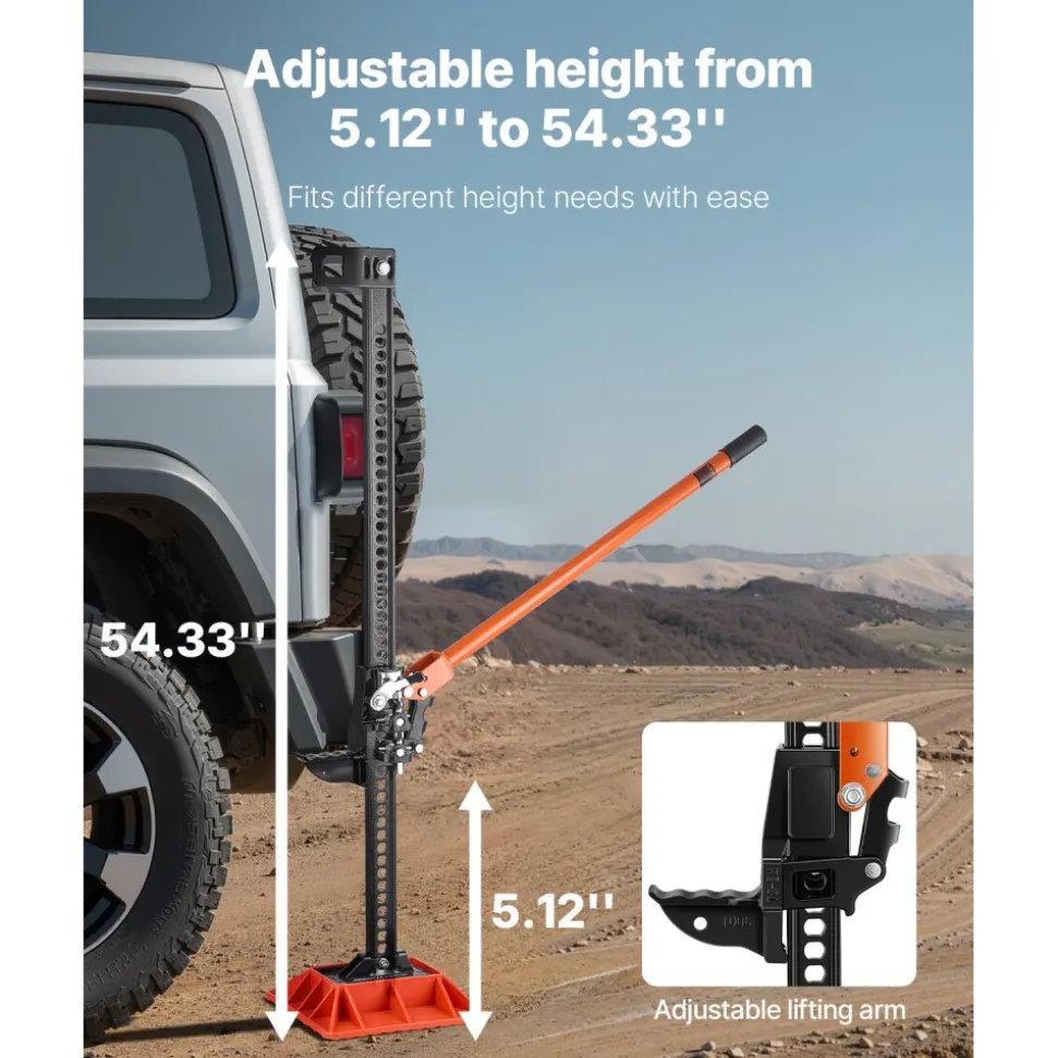 VEVOR Farm Jack with Base, 60" Utility High Lift Farm Jack, 3.18 Ton (7,000 lbs) Capacity Ratcheting Off Road Utility Jacks, Heavy-Duty Lift Jacks with 5.12"-54.33" Lifting Range for Tractor, Truck, SUV